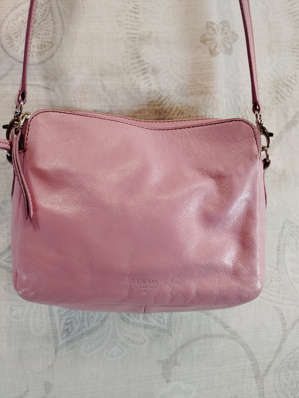 Fossil Pink Genuine Leather Crossbody Bag